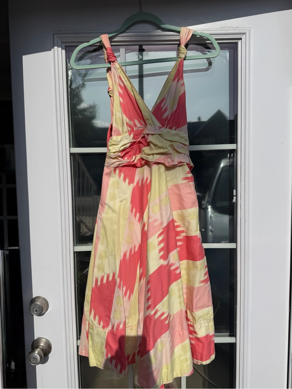 Marc by Marc Jacobs Sleeveless V-Neck Pink and Yellow Patterned Sundress